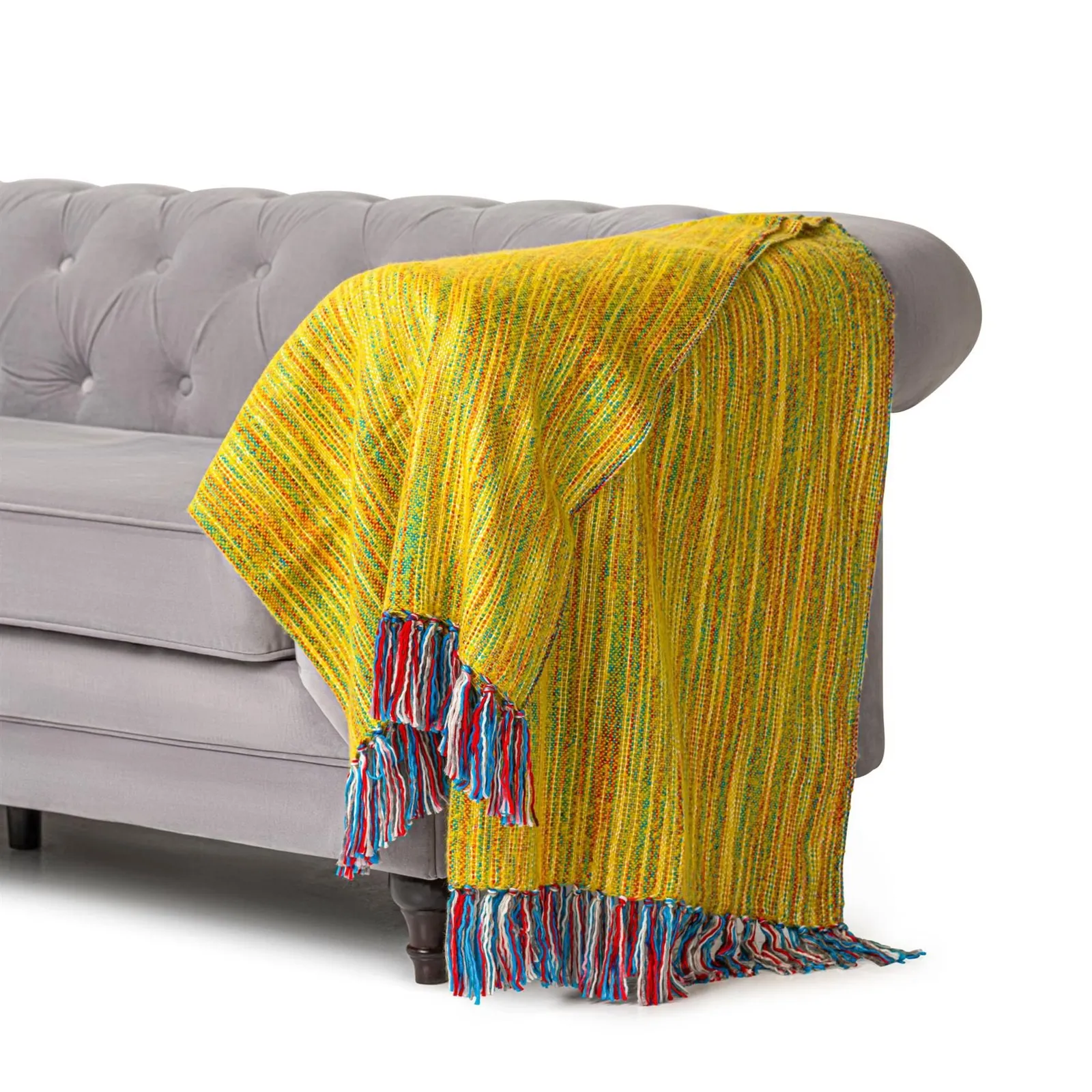 Luxury Living 100% Acrylic Throw - 200cm x 130cm - Lime Stripe