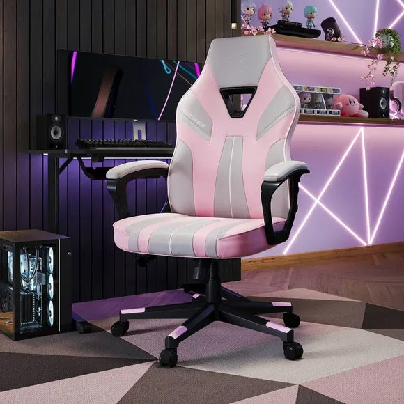 X Rocker Tempest Pink & Grey Office Gaming Chair