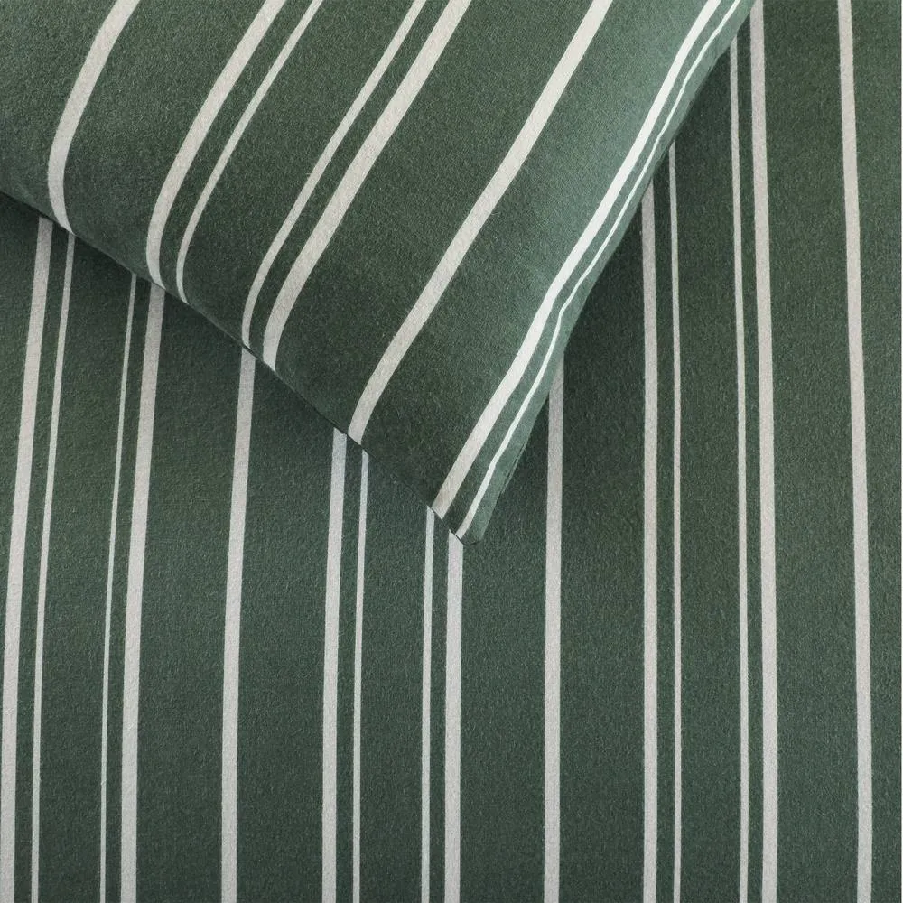 Portfolio Home Glenmore Check Brushed Cotton Reversible Duvet Cover Set Bedding in Green 5