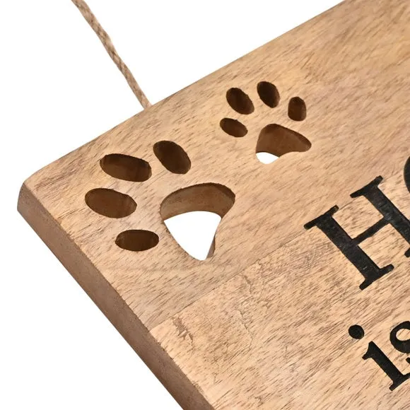 Best of Breed Paw Prints 'Home Is Where The Paws Are' Mango Wood Plaque 3