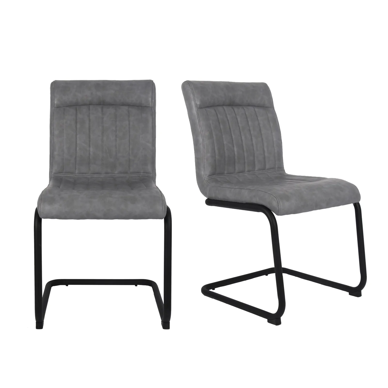 Felix Set of 2 Cantilever PU Leather Dining Chairs Grey
