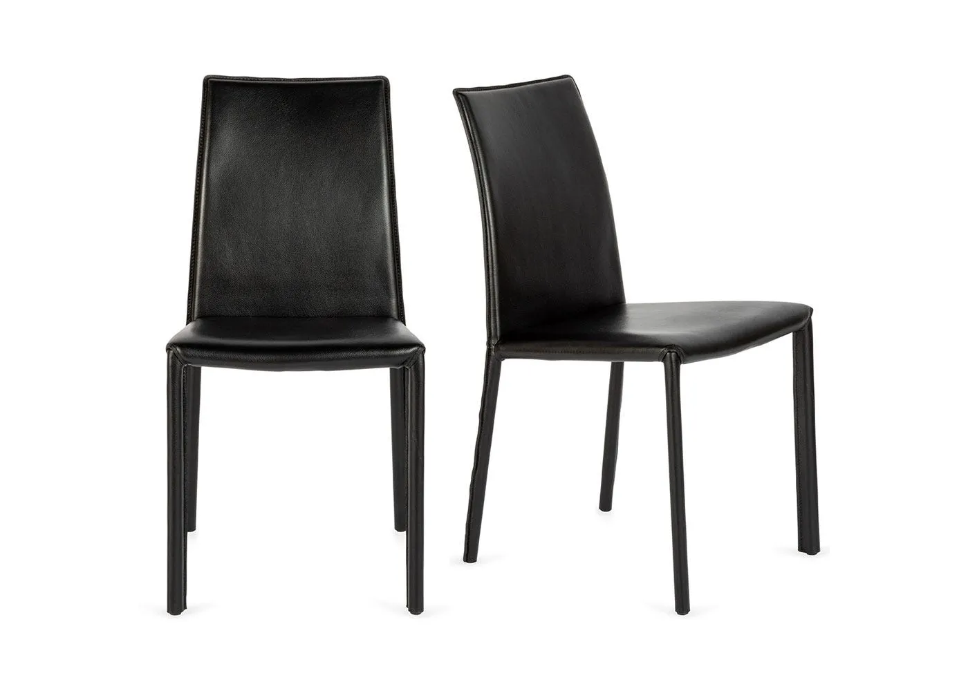Heal's Byron II Pair of Dining Chairs Black Leather