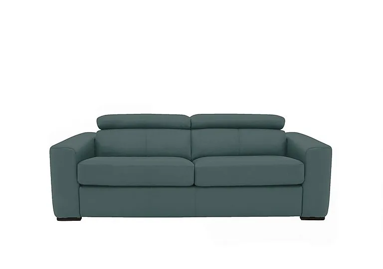 Infinity 3 Seater Leather Sofa Bed - BV Lake Green