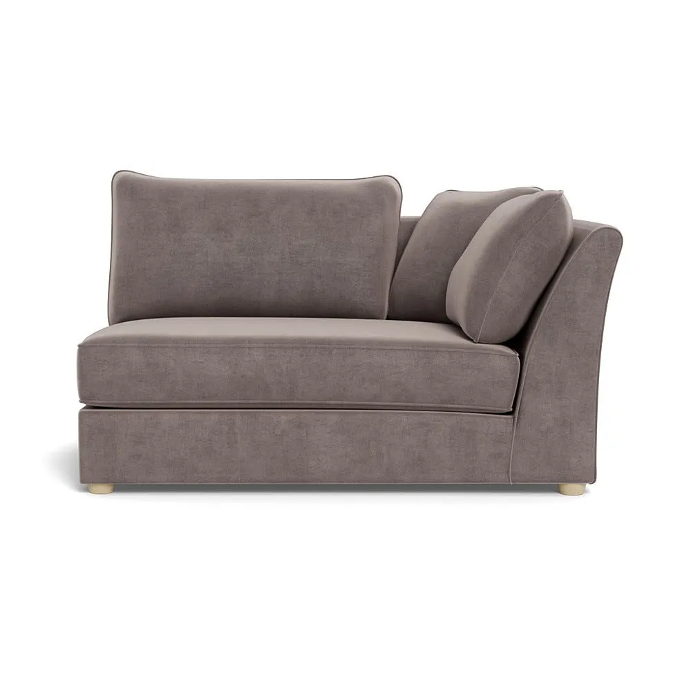 Heal's Tailor Large Curved Right Hand Facing Corner Unit Smart Luxe Velvet Mushroom Natural Feet