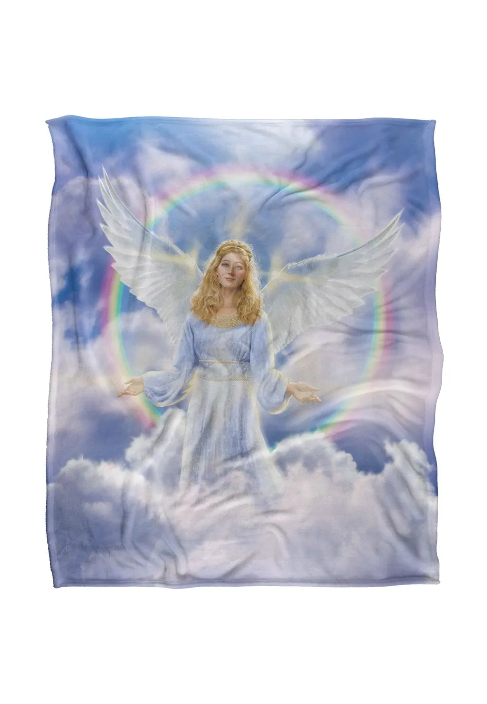 JQ Licensing Jlo Angel Rainbow Silky Touch Super Soft Throw Blanket 152 X 127 cm in White