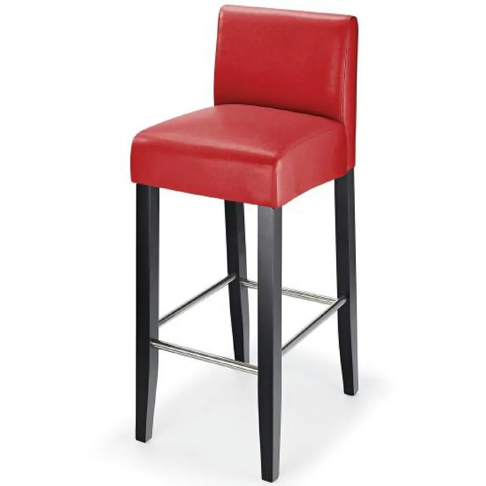 netfurniture Stenory Red Padded Kitchen Breakfast Bar Stool Wooden Frame & Legs 6