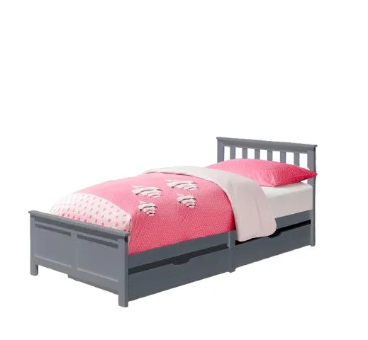 Comfy Living Ltd 3ft Wooden Bedframe With 2 Pull Out Drawers in Grey 3