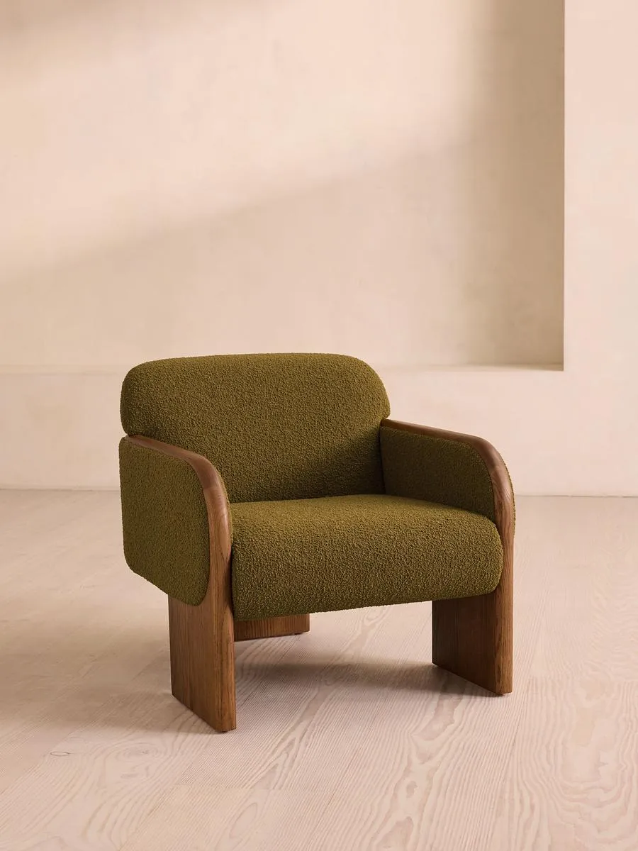 Eddie Armchair, Textured Wool Boucle, Kelp