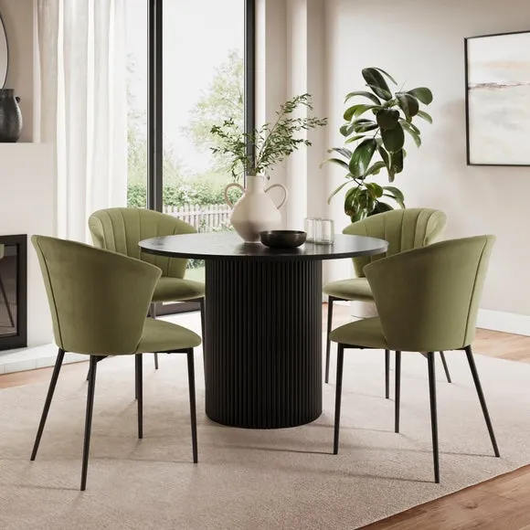 Kendall Dining Chair with Black Legs, Velvet 2