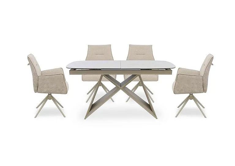 Mirage Small Extending Dining Table and 4 Swivel Dining Arm Chairs