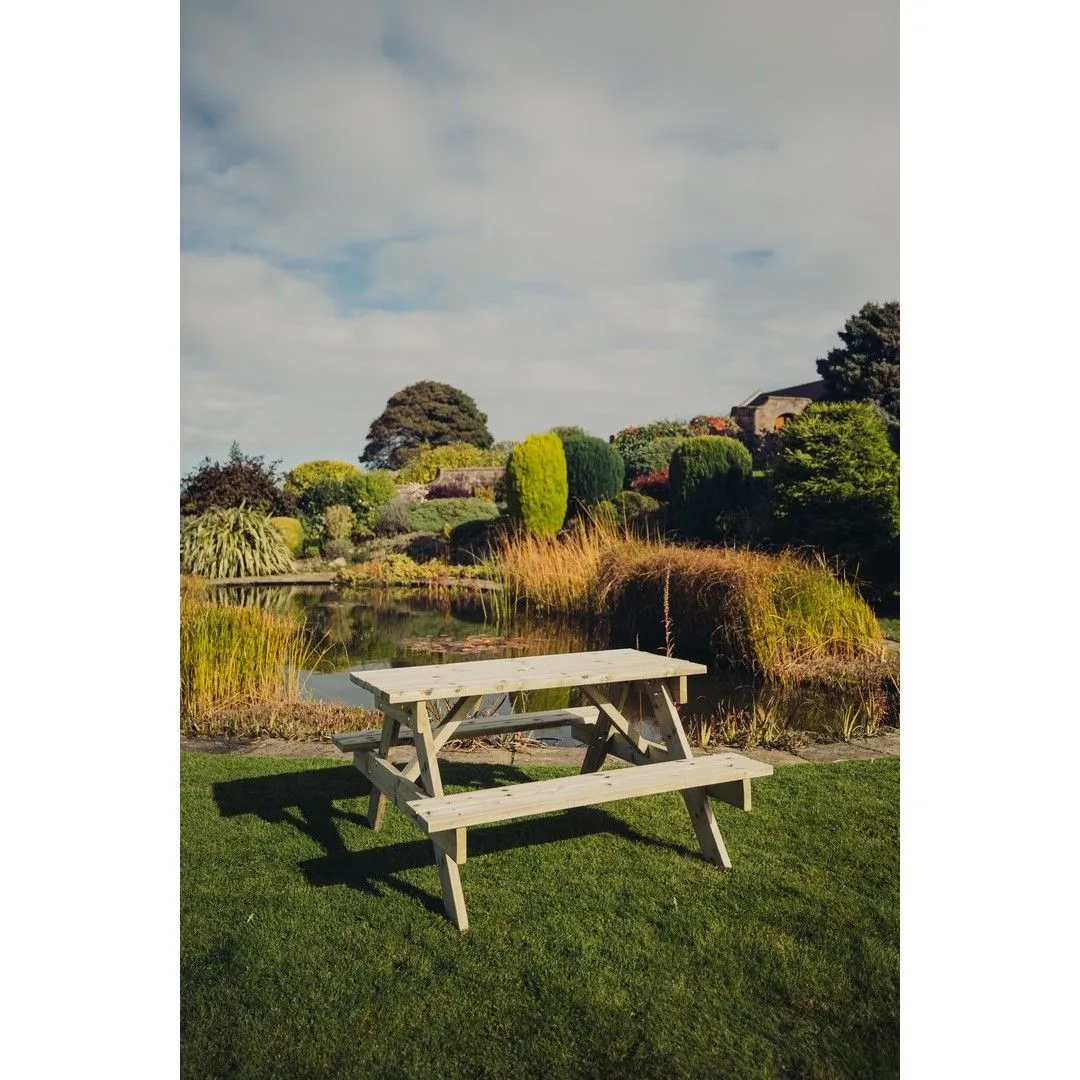 Churnet Valley Garden Furniture Ltd Picnic Table - L139.5 x W143.5 x H76 cm - Partially Assembled in Brown 5