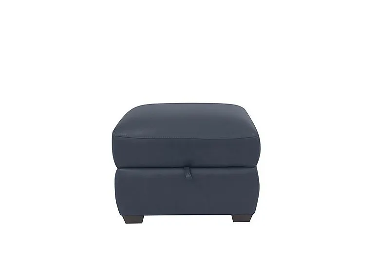 Cozee Leather Storage Stool - BV Ocean Blue