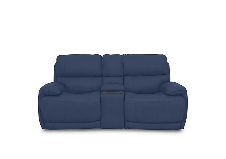 Link Fabric 2 Seater Power Recliner Sofa with Power Headrests and Cupholders - Blue