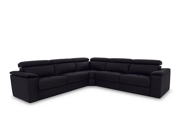 Canto Large Leather Corner Sofa - Torello Nero - Sofas and Armchairs - In Time for Christmas