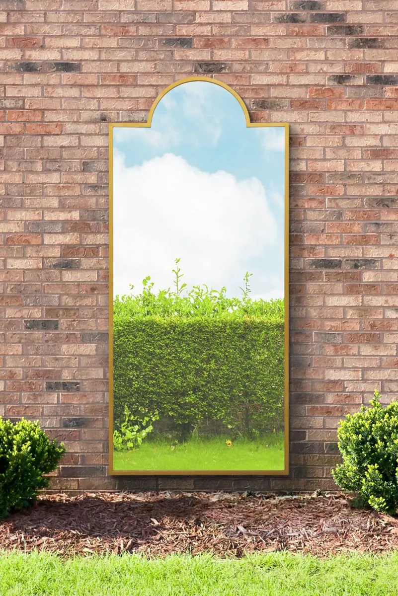 MirrorOutlet Gold Contemporary Wall & Leaner Garden Mirror 75"x 33" 190x85cm