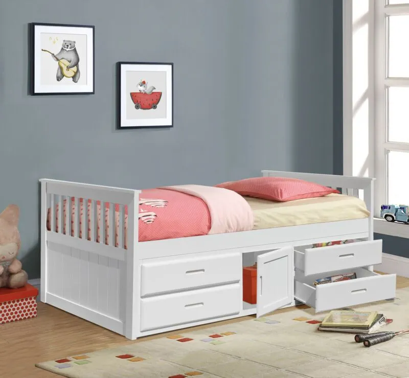 Comfy Living Ltd 3ft Wooden Captains Bed With Drawers & Storage in White 1