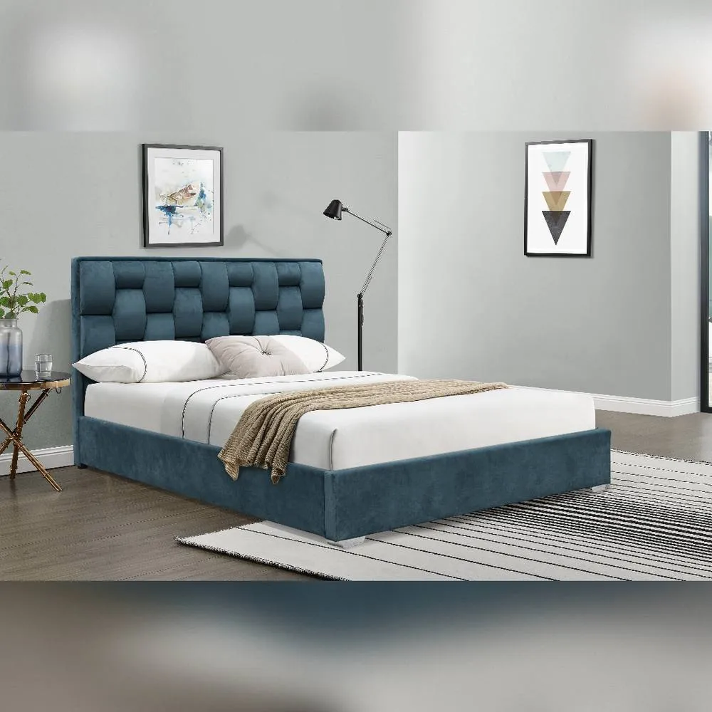 Comfy Living Ltd Plush Velvet Upholstered Bedframe in Duck Egg Blue 1