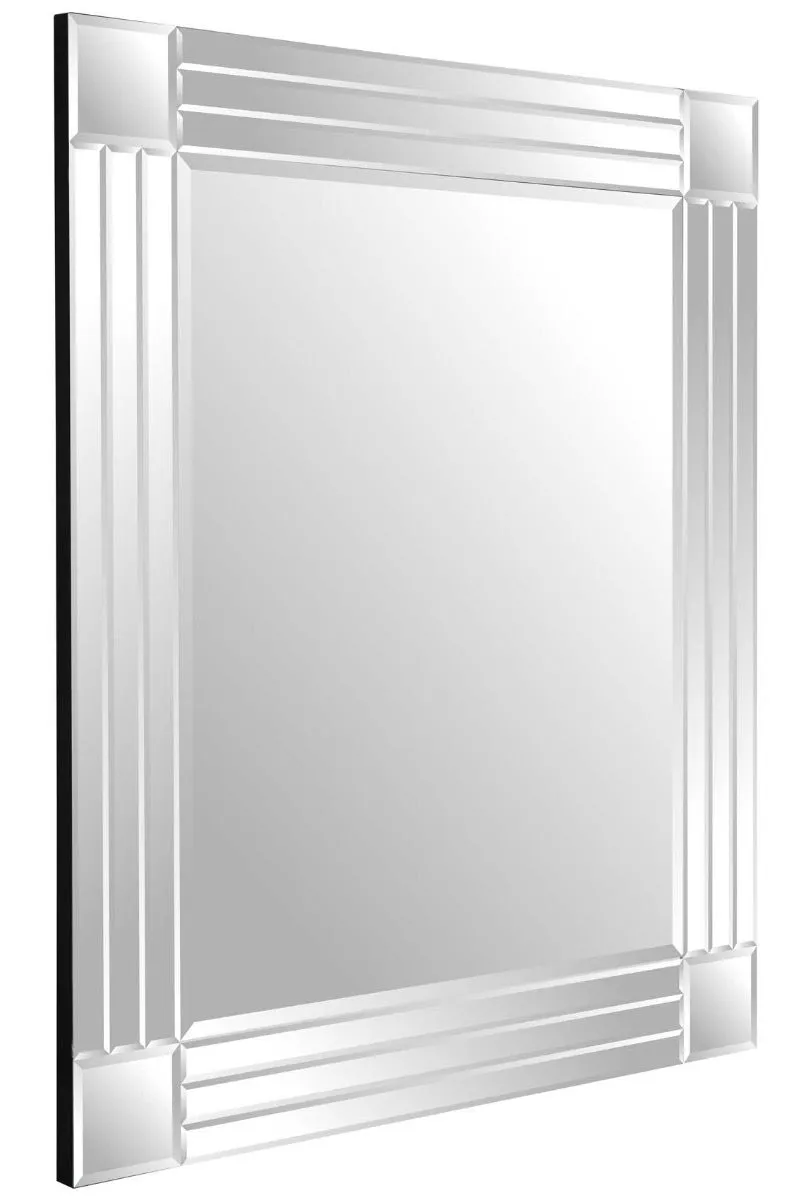 MirrorOutlet Milton All Glass Bevelled Square Corner Mirror 68 x 58 CM in Silver 4