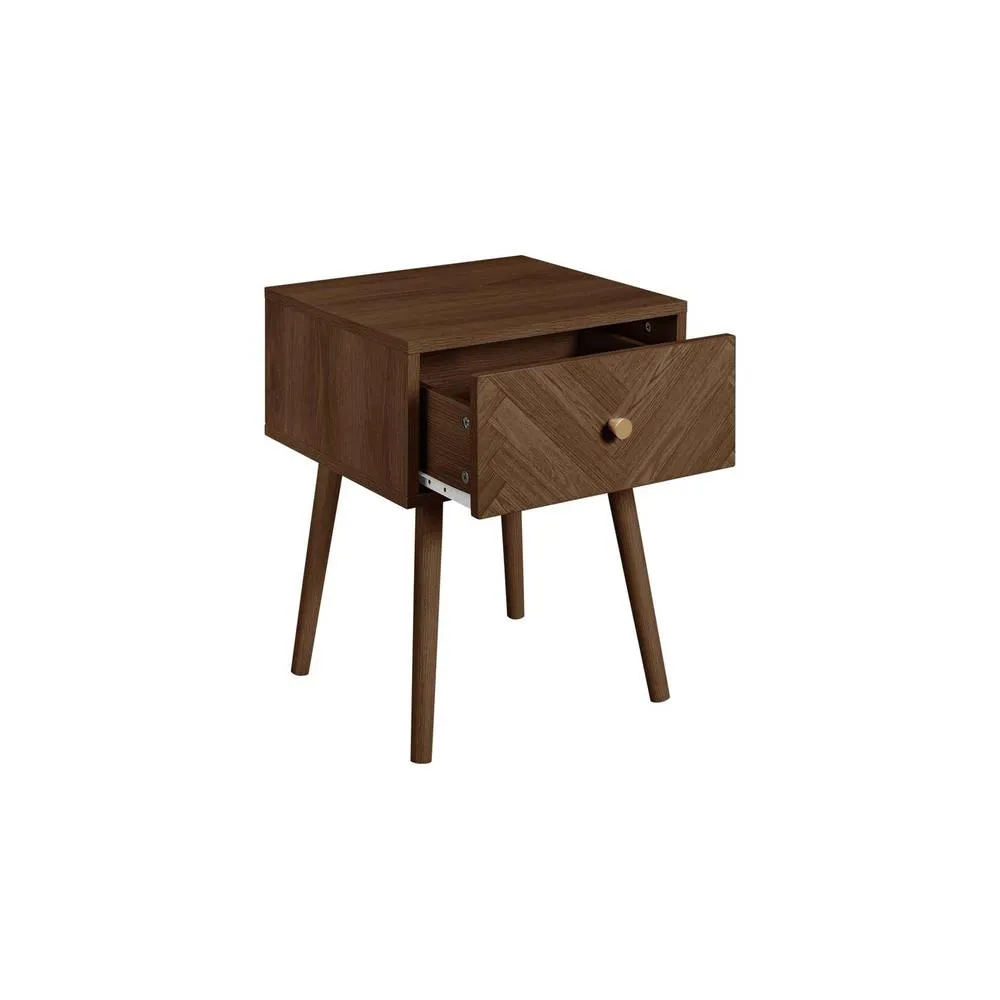 Birlea 1 Drawer Walnut Bedside Herringford Chevron Parquet in Brown 5