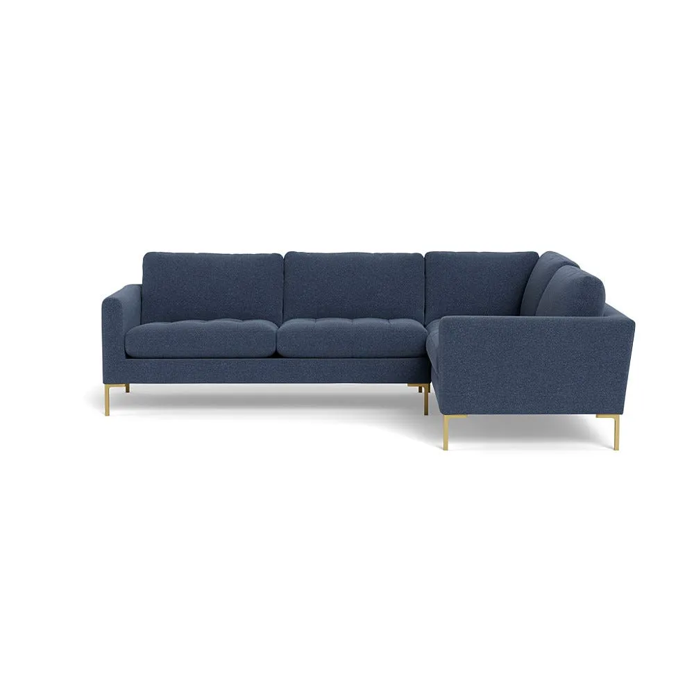 Heal's Eton Right Hand Facing Corner Sofa Textured Boucle Indigo Brass Feet 1