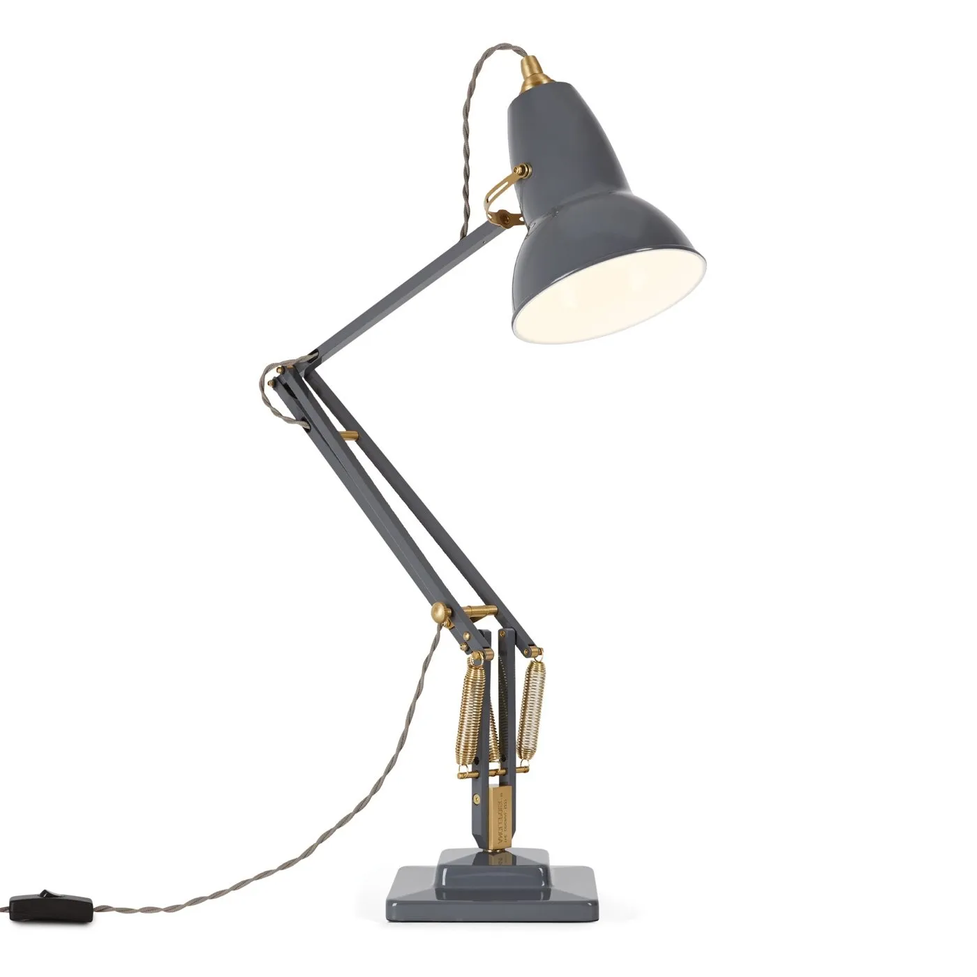 Anglepoise Original 1227 Brass Desk Lamp Elephant Grey 1