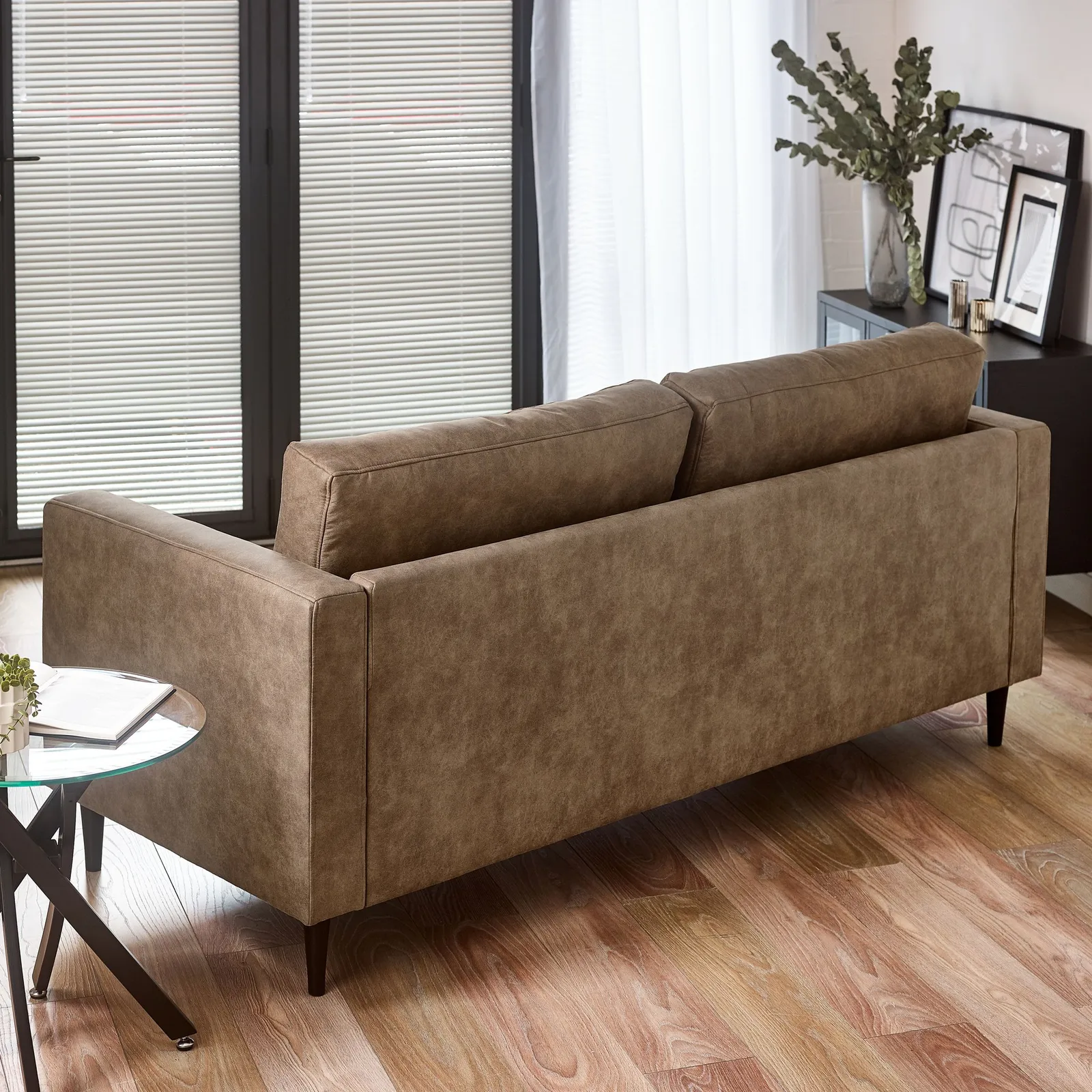 FurnitureboxUK Jade Brown Faux Leather 3 Seater Sofa 3