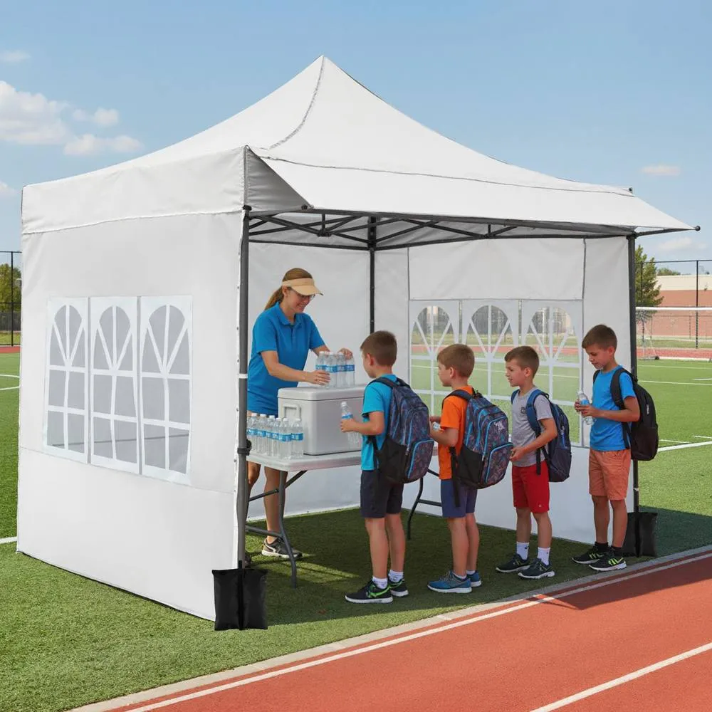 Costway 10 x 10 Pop Up Canopy Tent with Wheeled Bag & 4 Sandbags in White