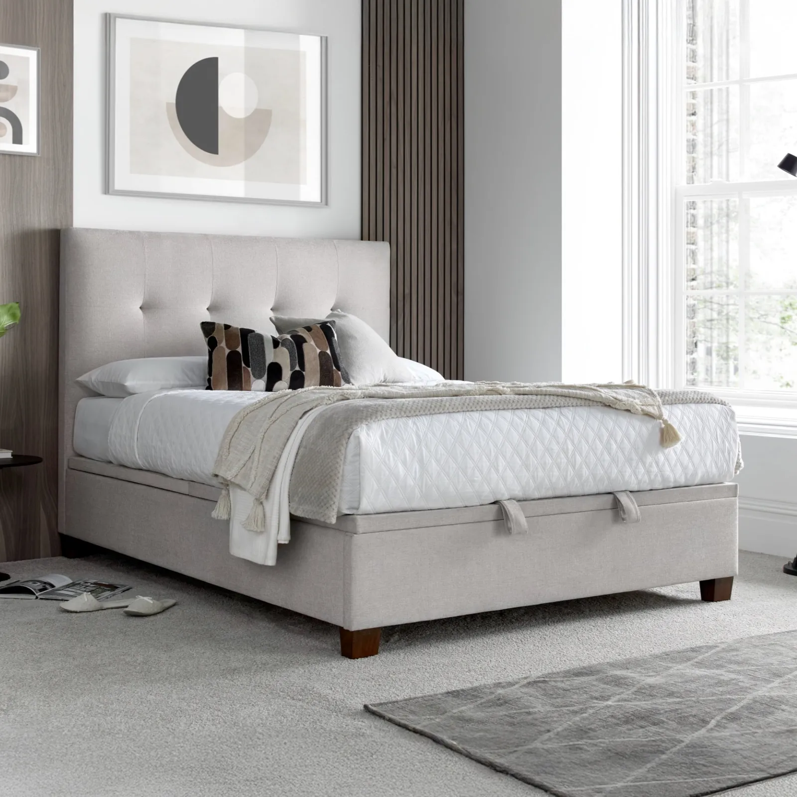 Walkworth – Super King Size – Fabric Ottoman Storage Bed - Clay - Fabric – 6ft – Happy Beds