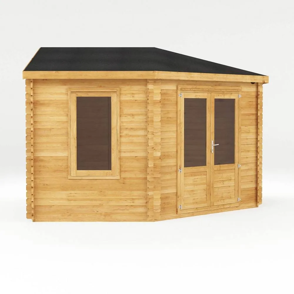 Mercia 4 x 4 m Corner Cabin - 28 mm - L415 x W409 x H286.7 cm - Brown 4
