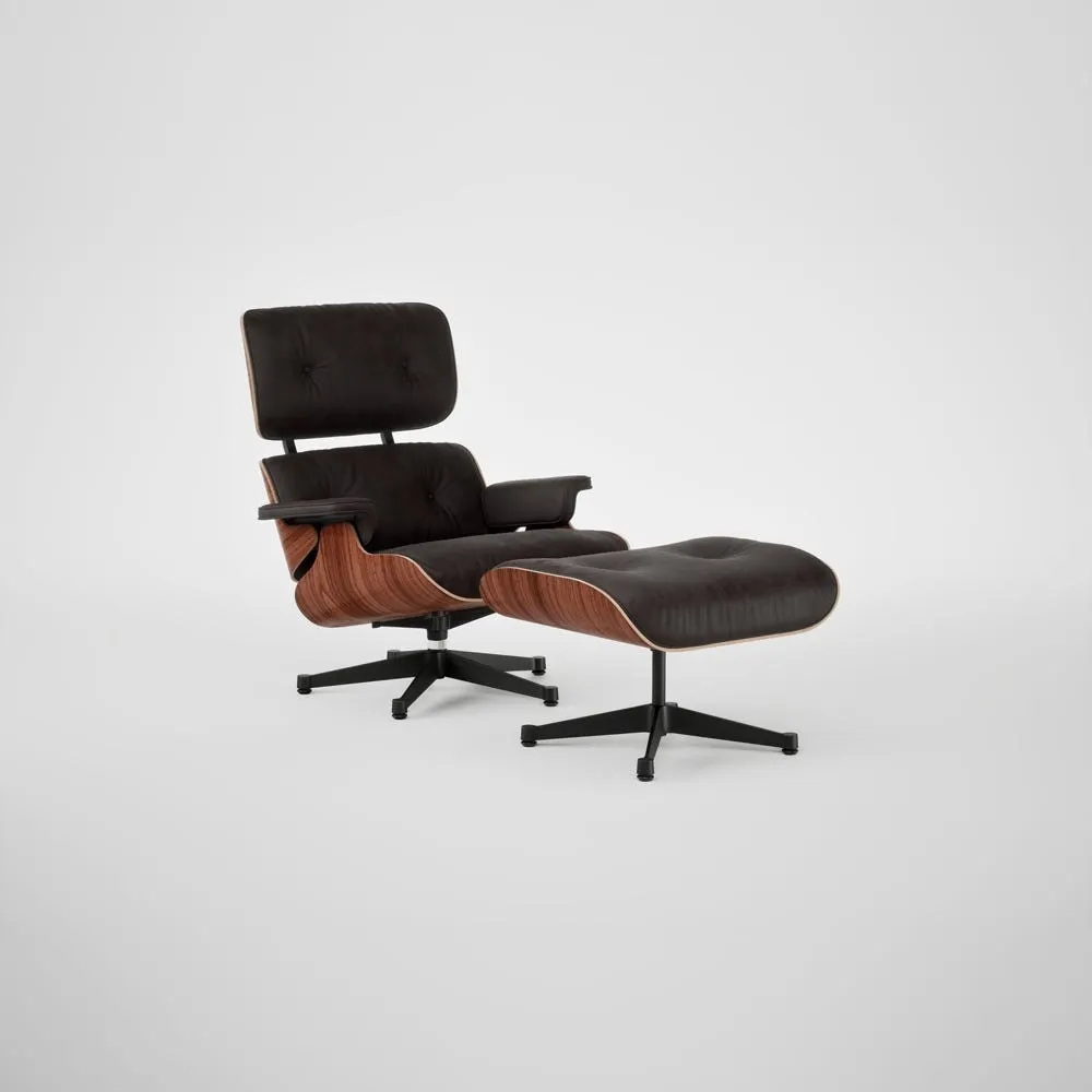 Vitra Eames Lounge Chair & Ottoman Santos Palisander Contemporary L60 66 Nero Polished Black Base 04 1