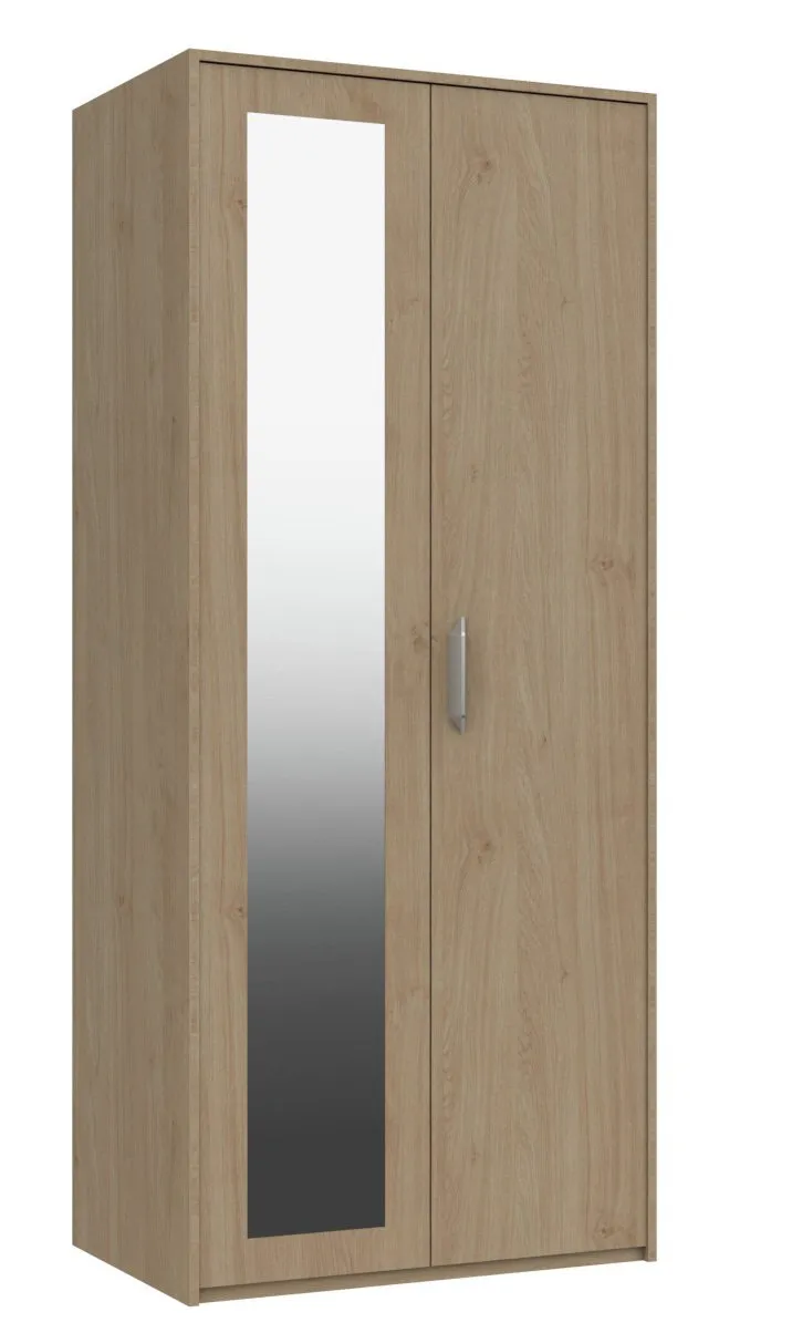 Ashdown 2 Door Mirror Wardrobe - Oak Effect