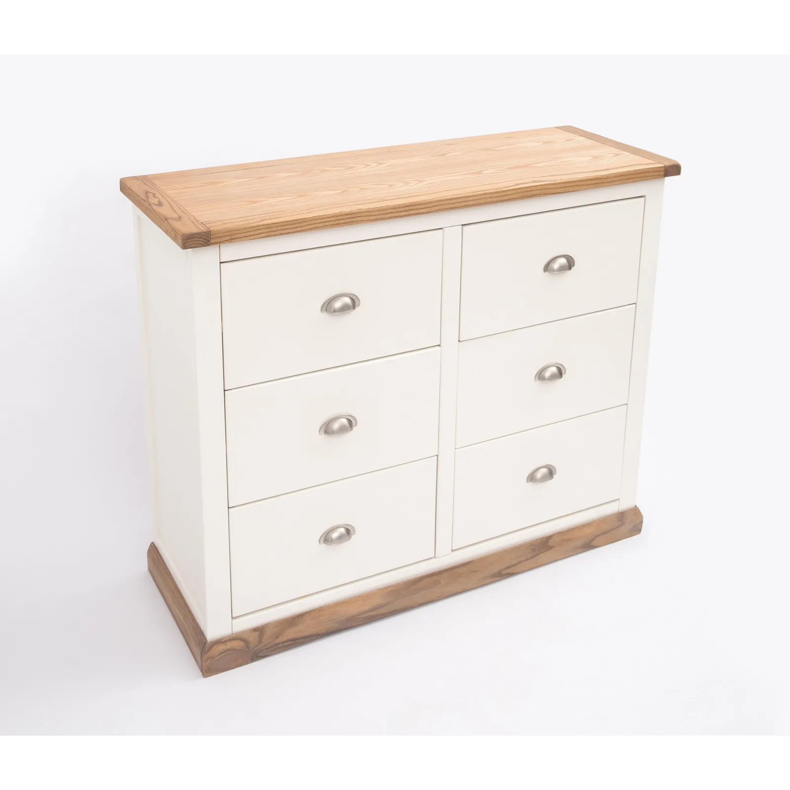 Cabinet Bits Tropea 6 Drawer Chest of Drawers Chrome Cup Handle in Off-White 4