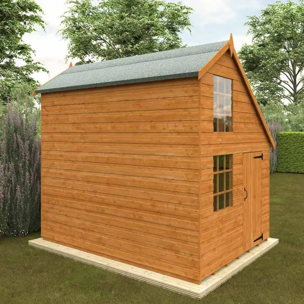 Buttercup Farm 8 x 6 Feet Clubhouse 12mm Shed - Solid Wood/Softwood/Pine in Burnt Orange 3