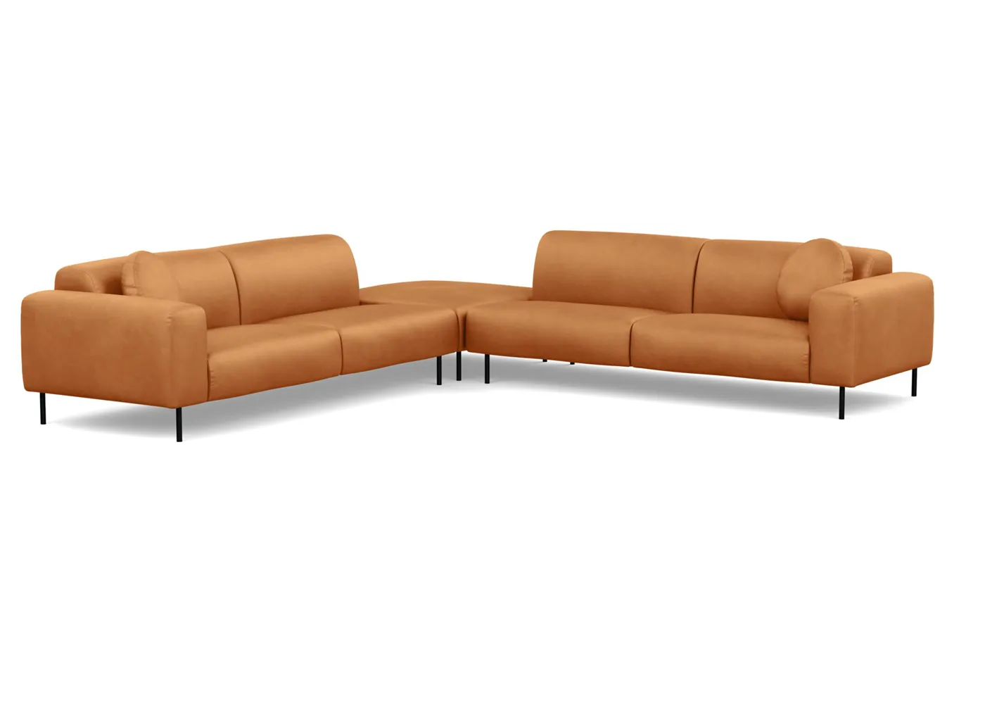 Heal's Luna Large Corner Sofa Luxury Leather Canella Black Feet