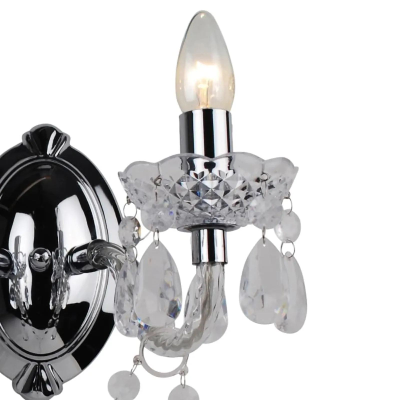 First Choice Lighting Clear Acrylic & Chrome Marie Therese Style 2 x 40W Wall Light 4