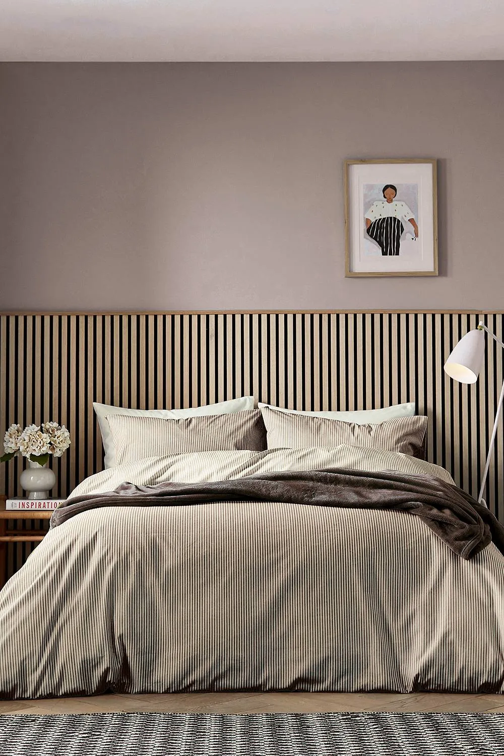 Helena Springfield 'Twill Stripe' Duvet Cover Set in Chocolate 1