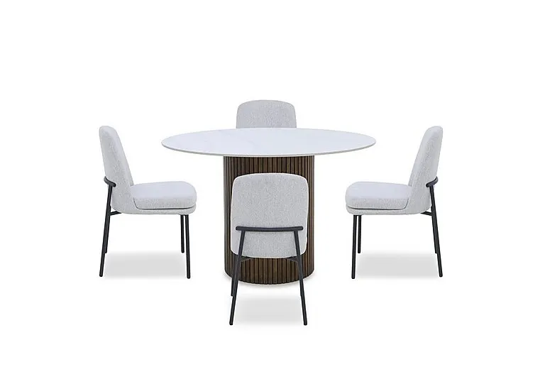 Cortado Round Dining Table with 4 Metal Leg Chairs