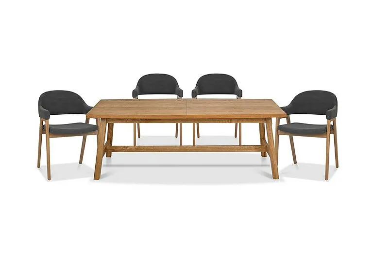 Stratford Large Extending Dining Table with 4 Fabric Dining Arm Chairs - Dark Grey