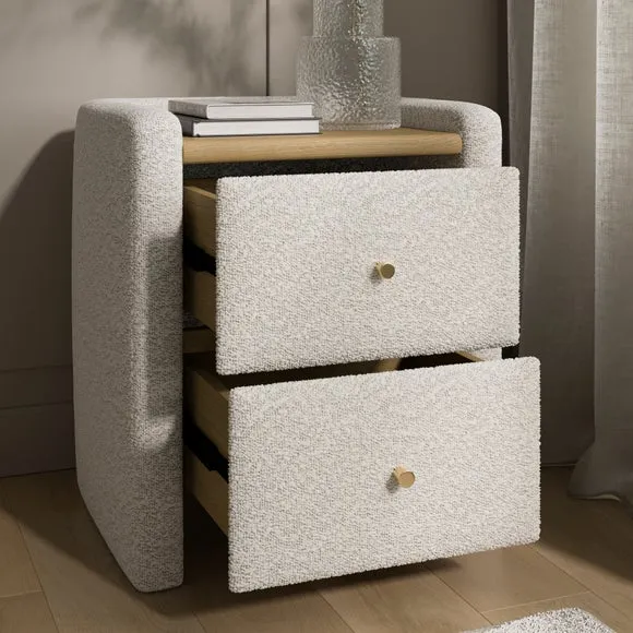 Squidge 2 Drawer Boucle Bedside Table 2