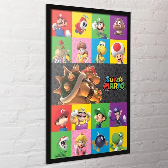 Super Mario Characters Framed Poster Print