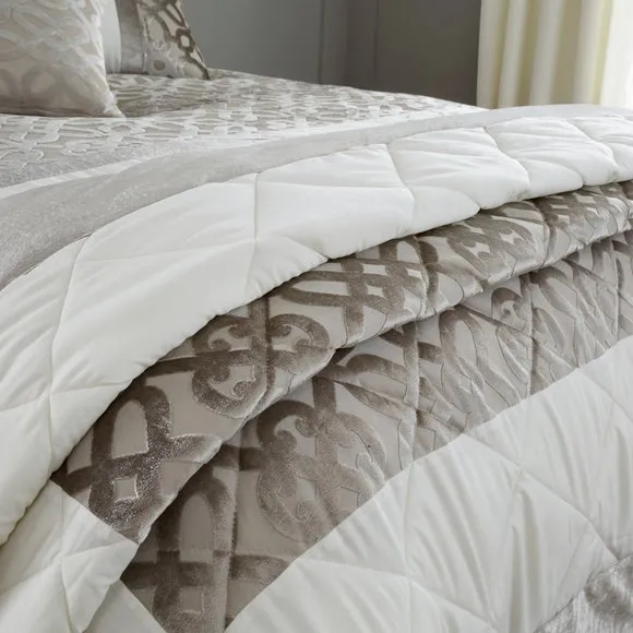 Catherine Lansfield Natural Lattice Cut Velvet Bedspread 2