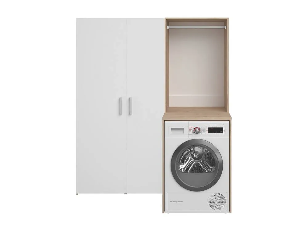 Vente-unique Laundry Unit With Wardrobe & Double-Door Cabinet - Light Natural and in Light Oak 6