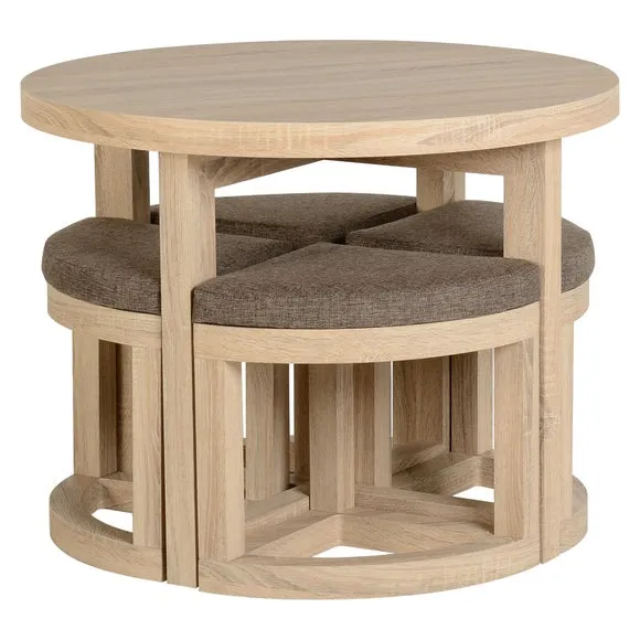Cambourne 4 Seater Round Stowaway Dining Table with 4 Chairs 6