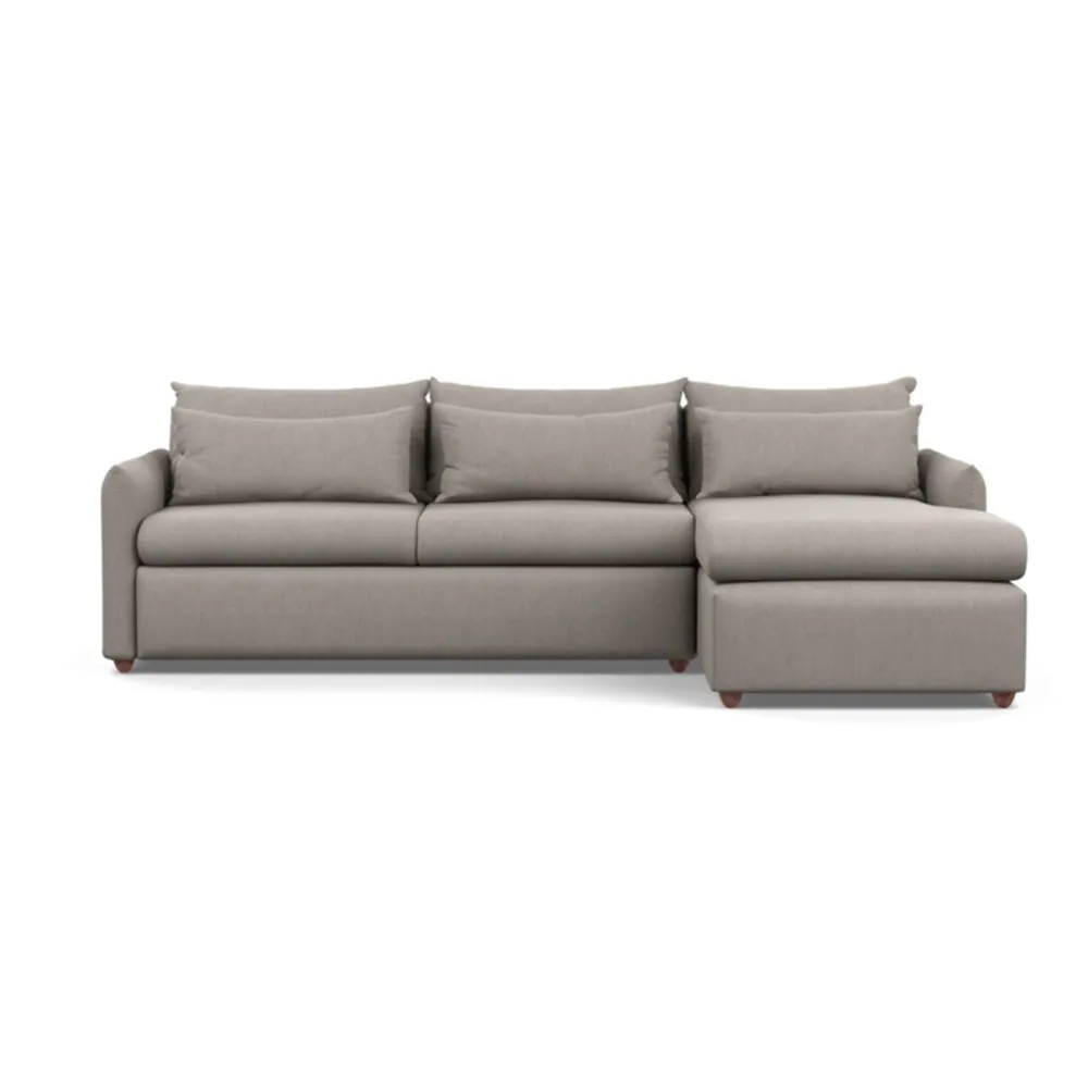 Heal's Pillow Large Right Hand Corner Chaise Broad Weave Pebble Chestnut
