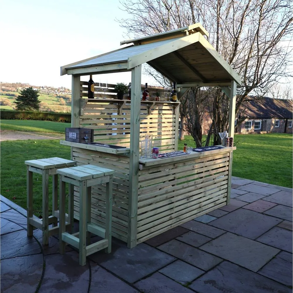 Churnet Valley Garden Furniture Ltd The Buxton Garden Bar - L111.5 X W224 X H233 cm in Light Brown 2