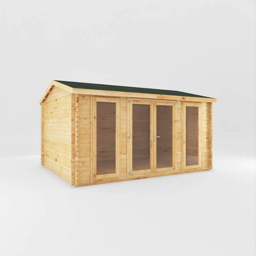 Mercia Home Office Studio Log Cabin - 28 mm - L365.1 x W453.6 x H266.4 cm in Light Tan