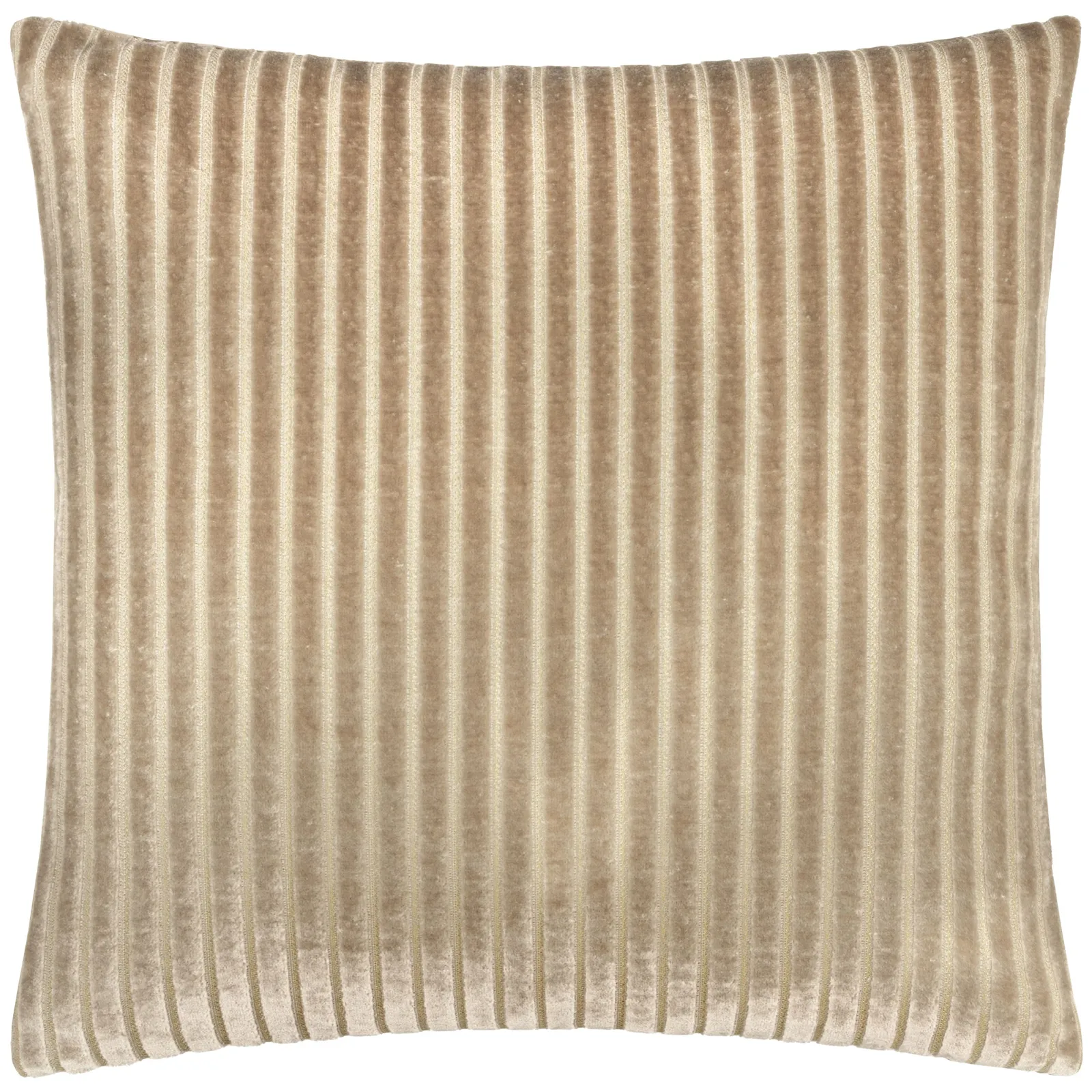 Paoletti Savoy Stripe Velvet Cushion in Beige 2