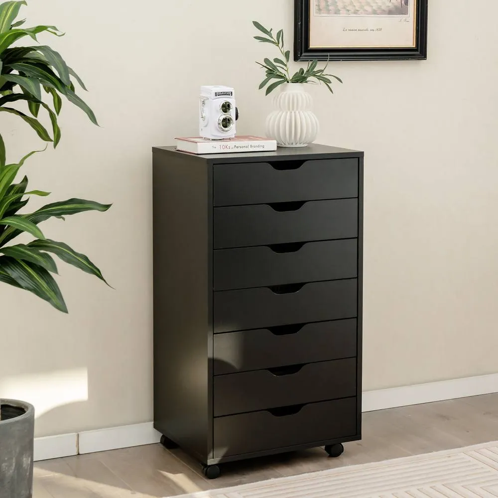 Costway 7-Drawer Storage Cabinet Mobile File Organizer Filing Dresser Chest in Black 4