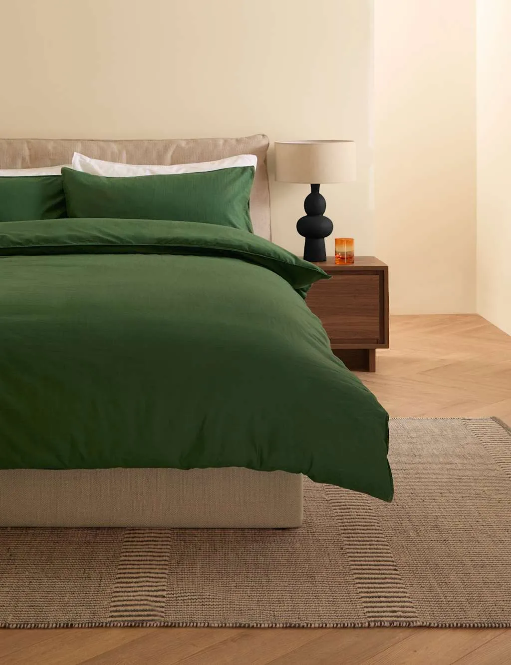 MADE Pure Cotton Textured Bedding Set Dark Green