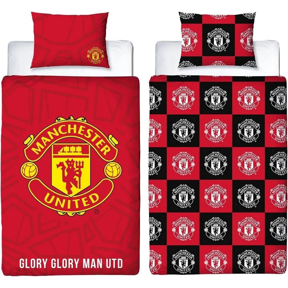 Manchester United FC Crest Reversible Duvet Set in Red